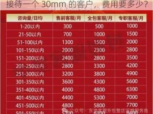 接待一个 30mm 的客户，费用要多少？