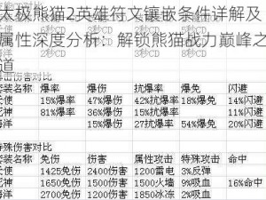 太极熊猫2英雄符文镶嵌条件详解及属性深度分析：解锁熊猫战力巅峰之道