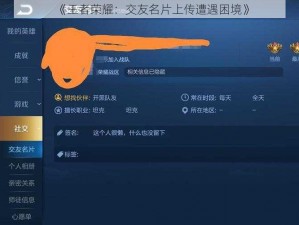《王者荣耀：交友名片上传遭遇困境》