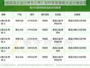 老狼贰佰大豆行情怎么样？如何获取最新大豆行情信息？