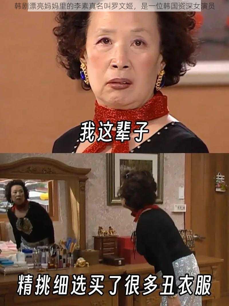 韩剧漂亮妈妈里的李素真名叫罗文姬，是一位韩国资深女演员