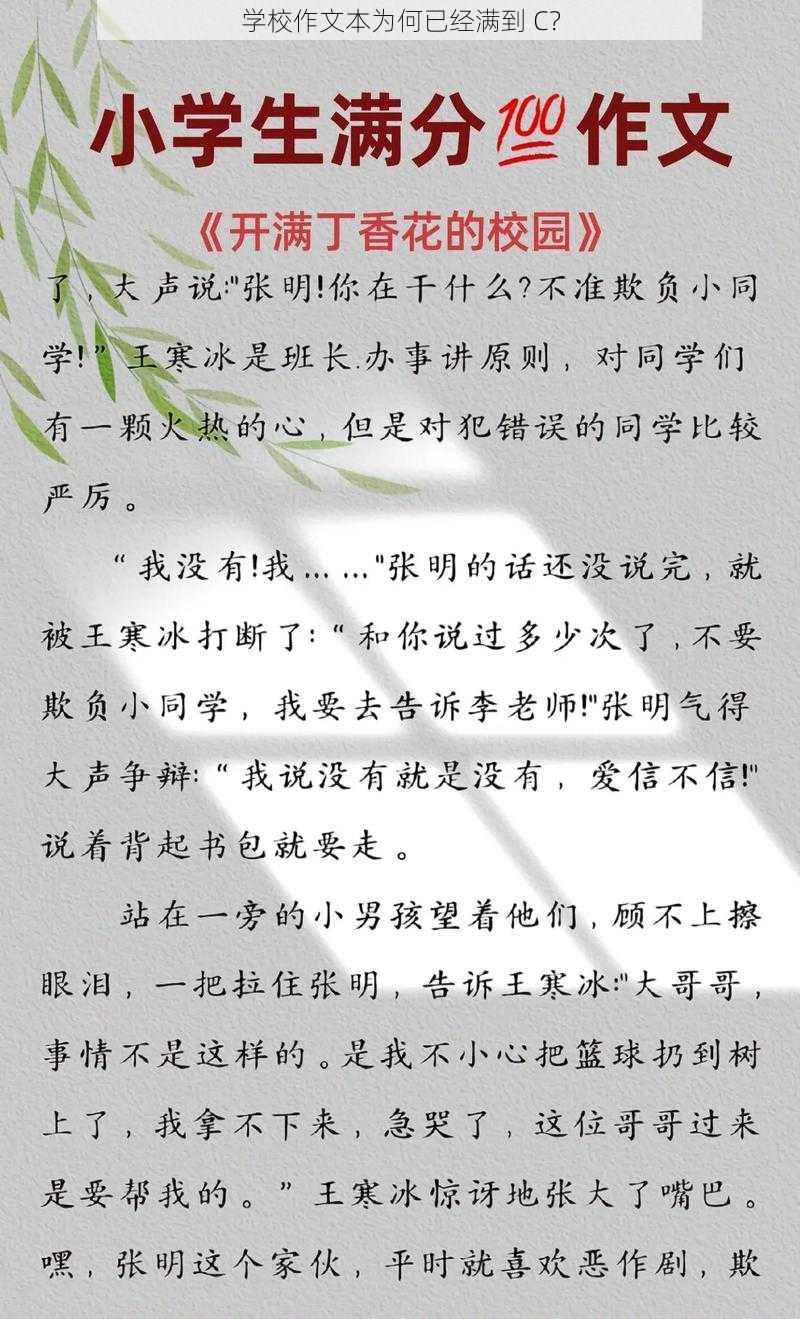 学校作文本为何已经满到 C？