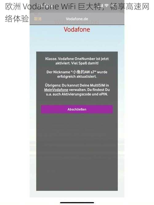 欧洲 Vodafone WiFi 巨大特，畅享高速网络体验