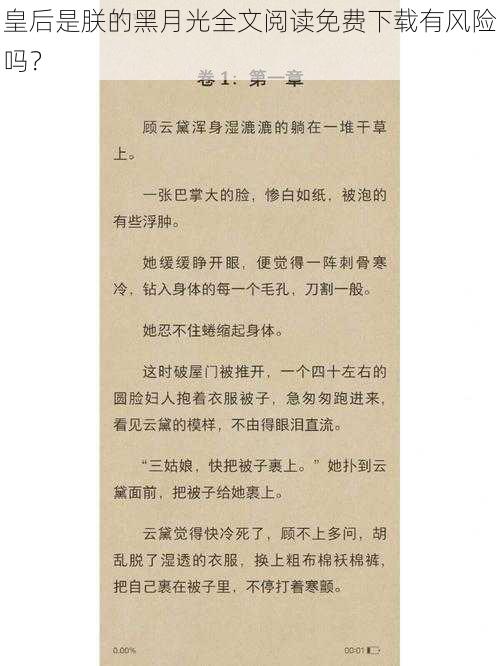 皇后是朕的黑月光全文阅读免费下载有风险吗？