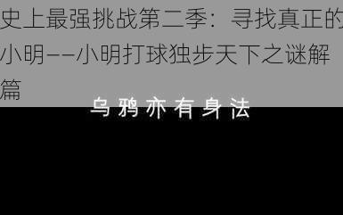 史上最强挑战第二季：寻找真正的小明——小明打球独步天下之谜解篇