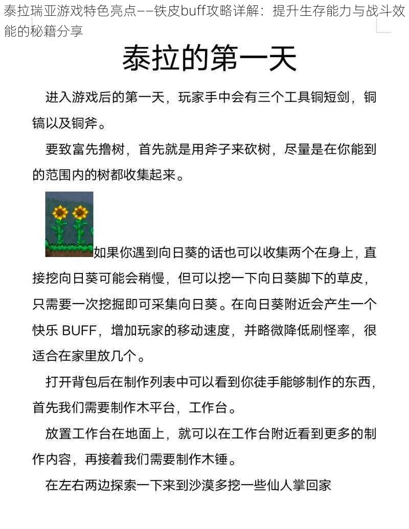 泰拉瑞亚游戏特色亮点——铁皮buff攻略详解：提升生存能力与战斗效能的秘籍分享