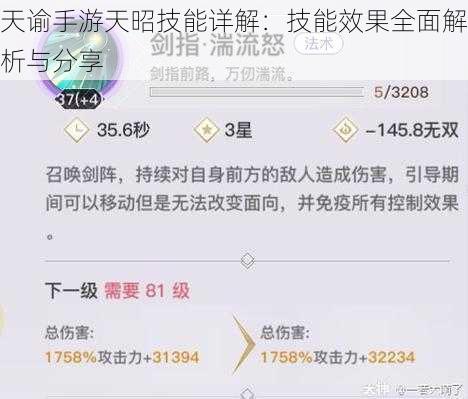 天谕手游天昭技能详解：技能效果全面解析与分享