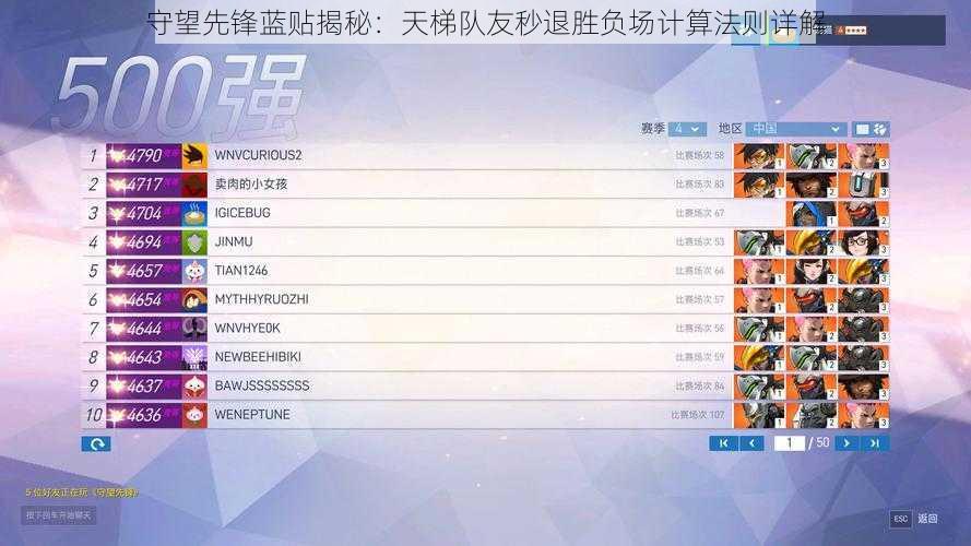 守望先锋蓝贴揭秘：天梯队友秒退胜负场计算法则详解