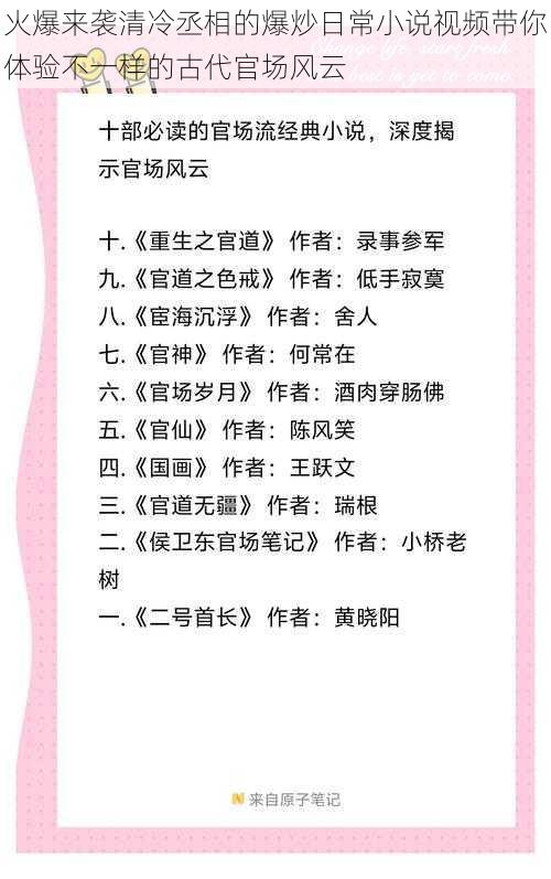 火爆来袭清冷丞相的爆炒日常小说视频带你体验不一样的古代官场风云