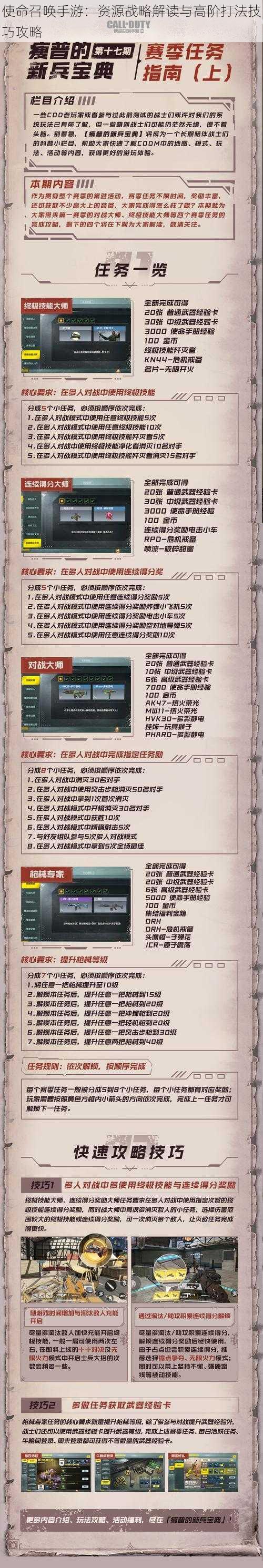 使命召唤手游：资源战略解读与高阶打法技巧攻略