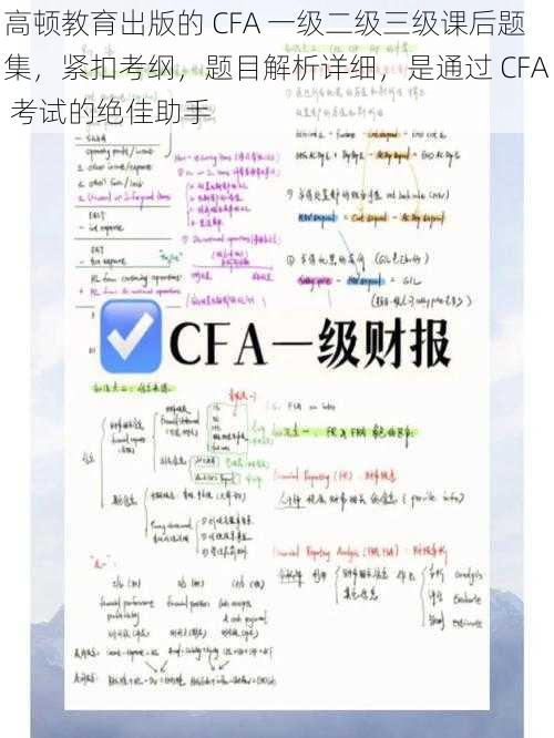 高顿教育出版的 CFA 一级二级三级课后题集，紧扣考纲，题目解析详细，是通过 CFA 考试的绝佳助手