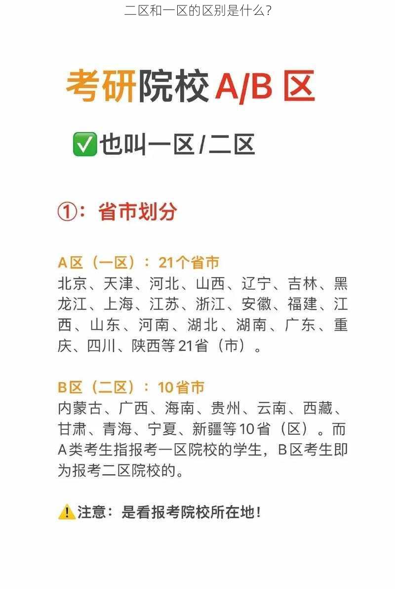 二区和一区的区别是什么？