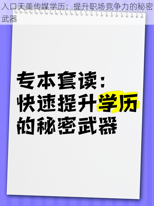 入口天美传媒学历：提升职场竞争力的秘密武器