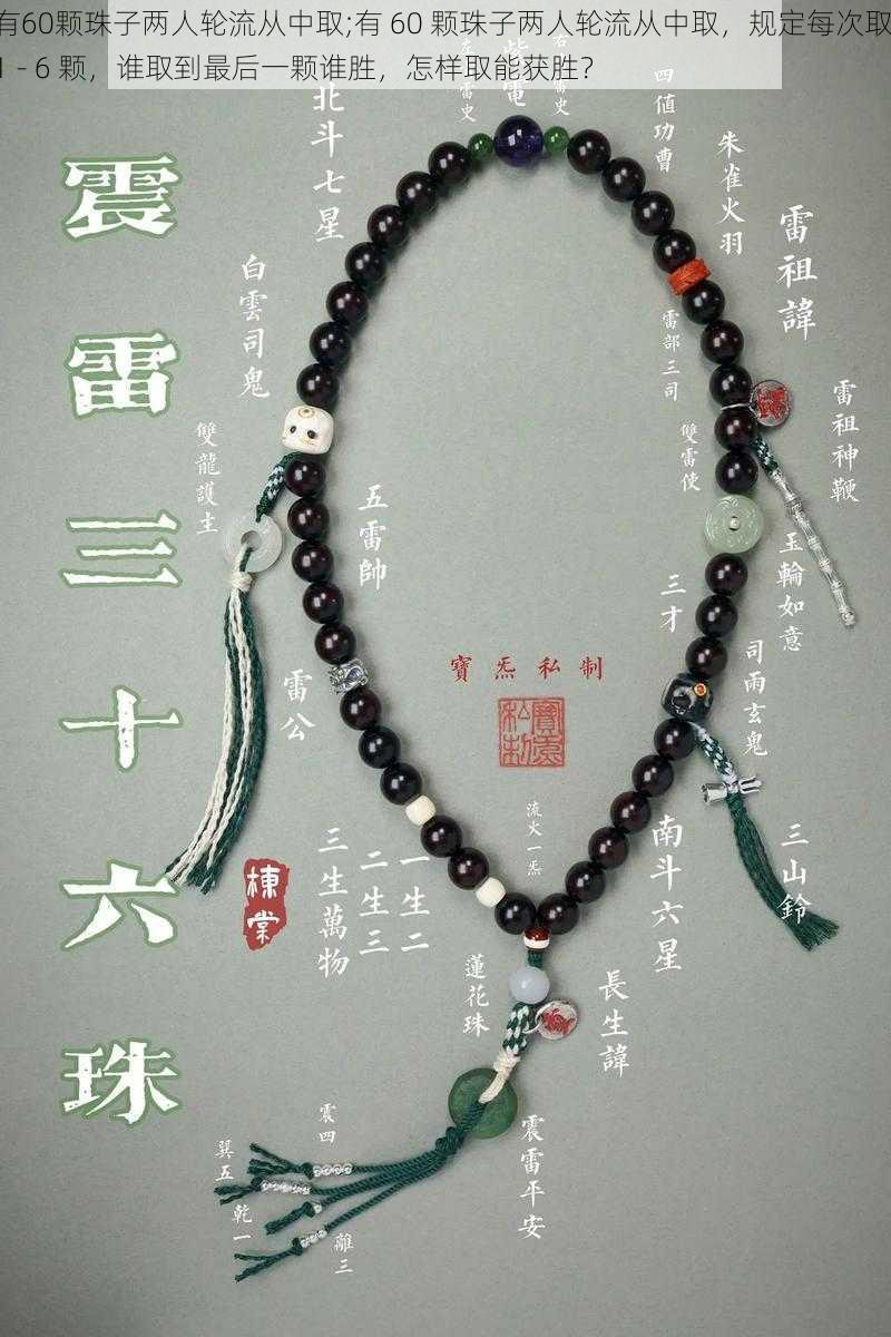 有60颗珠子两人轮流从中取;有 60 颗珠子两人轮流从中取，规定每次取 1 - 6 颗，谁取到最后一颗谁胜，怎样取能获胜？