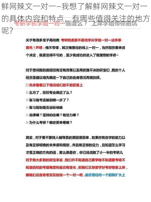 鲜网辣文一对一—我想了解鲜网辣文一对一的具体内容和特点，有哪些值得关注的地方呢？