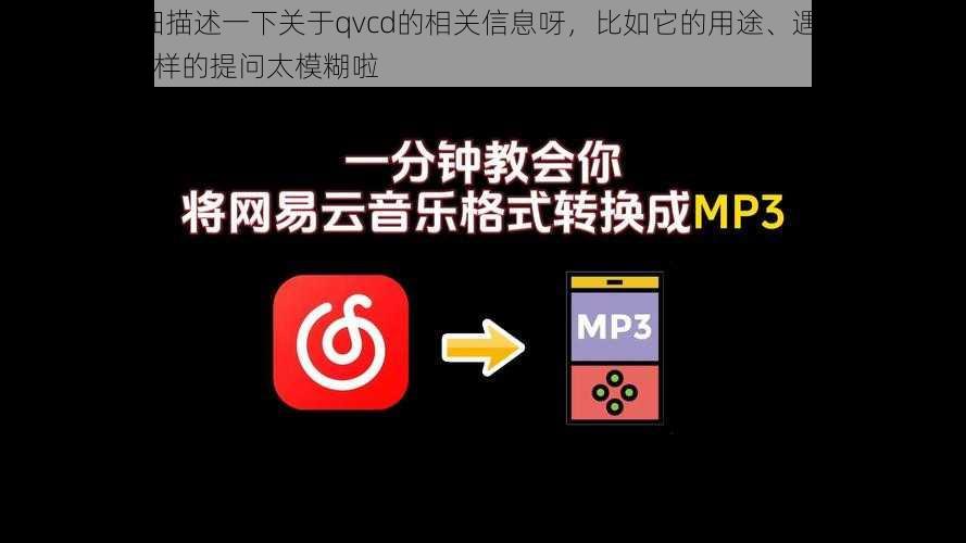 qvcd-请详细描述一下关于qvcd的相关信息呀，比如它的用途、遇到的问题等，仅qvcd这样的提问太模糊啦