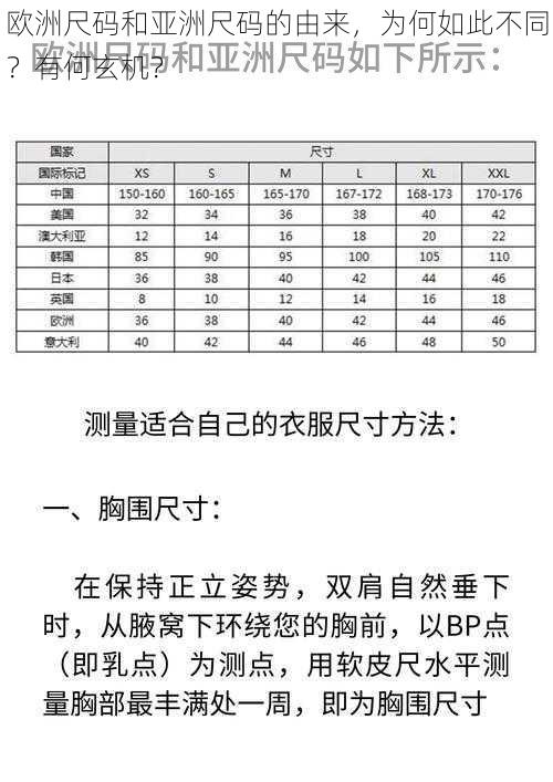 欧洲尺码和亚洲尺码的由来，为何如此不同？有何玄机？