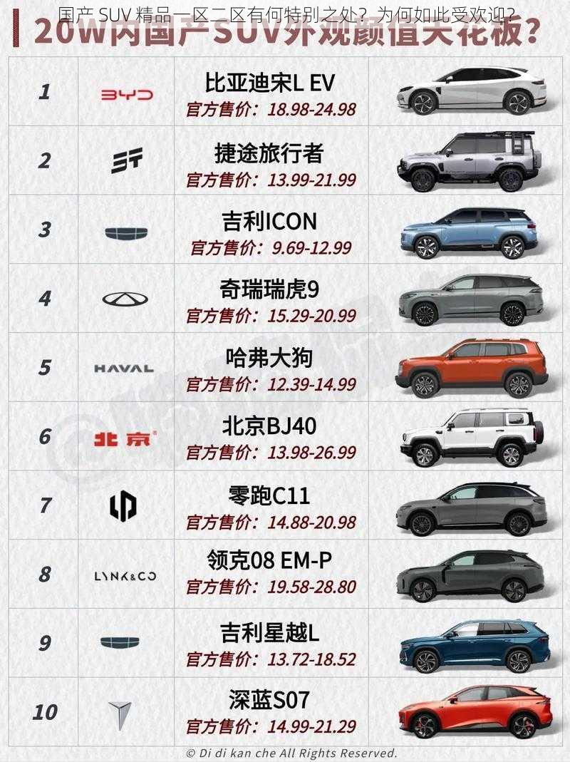 国产 SUV 精品一区二区有何特别之处？为何如此受欢迎？