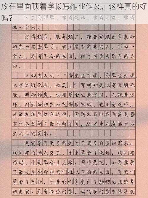 放在里面顶着学长写作业作文，这样真的好吗？