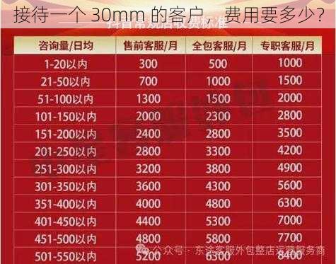 接待一个 30mm 的客户，费用要多少？