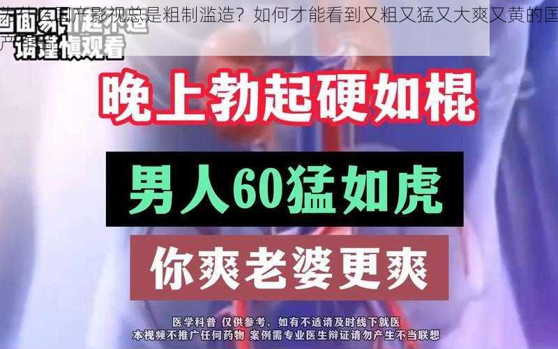 为什么国产影视总是粗制滥造？如何才能看到又粗又猛又大爽又黄的国产作品？