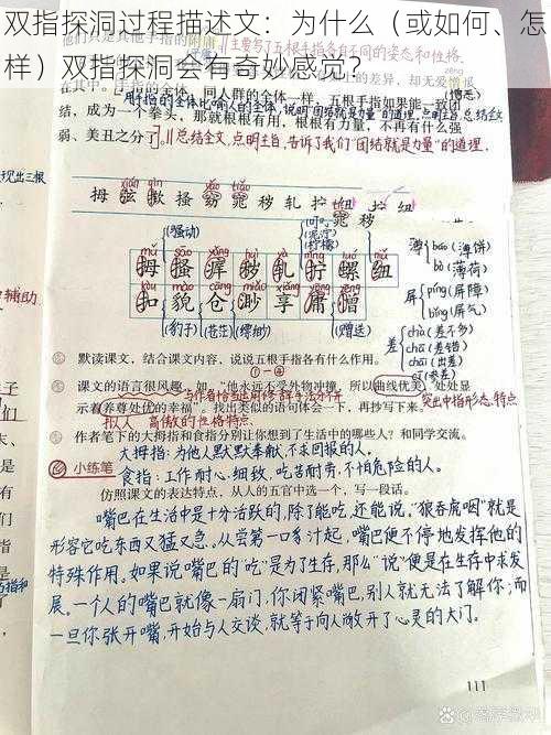 双指探洞过程描述文：为什么（或如何、怎样）双指探洞会有奇妙感觉？